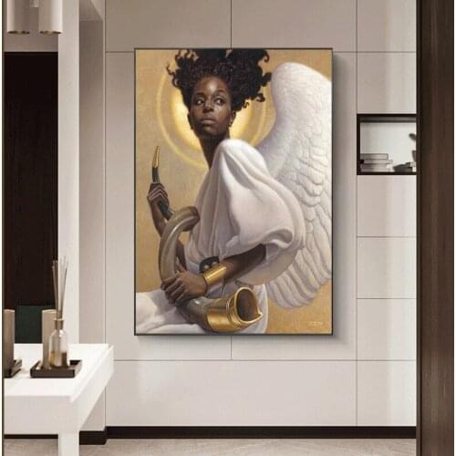 Hot Home Hanging Painting African Woman Canvas Painting Core Living Room Bedroom Decoration Painting Frameless Painting