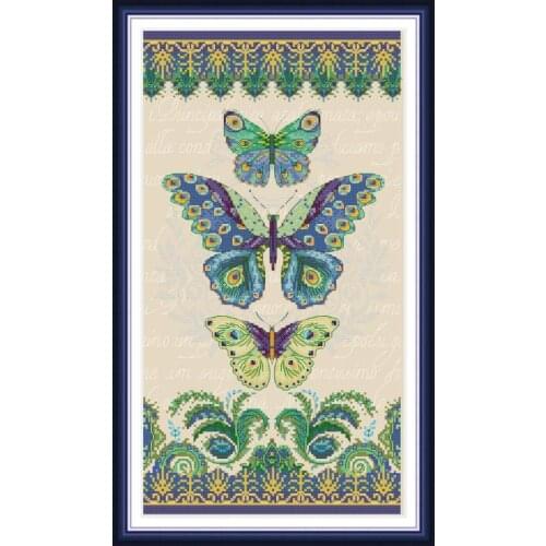 Joy Sunday Butterfly Counted Cross Stitch Patterns Kit 11CT Printed On Canvas Cross Stitch Painting Needlework Home Decoration