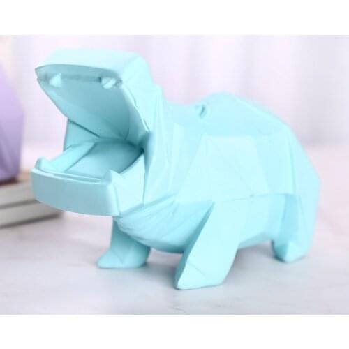 Hippo Piggy Bank Abstract Geometric Home Childrens Cute Furnishings Color Hippopotamus Resin Statue Decorations Craft Kids Gift