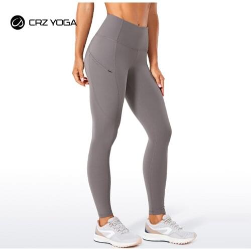 CRZ YOGA Womens Light Fleece Leggings High Waisted Squat Proof Workout 7/8 Yoga Pants with Pockets -25 inches