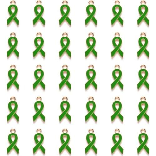 Breast Cancer Prevention Propaganda Ribbon Charm Ribbon Pendant for DIY Women Jewelry Necklace Bracelet Production N2UE