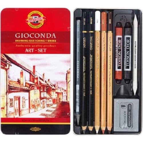 GIOCONDA drawing & sketching & toning art-set Sketch Master Art Set Master Powder Charcoal Sketch Pencil Set with Iron Box