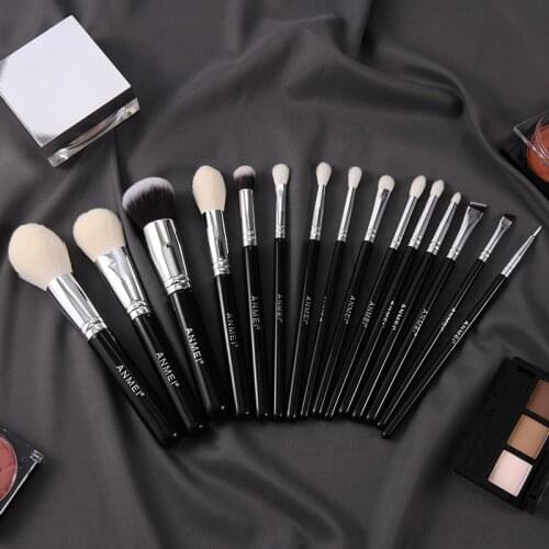 15Pcs Professional Makeup Brushes Set Natural Goat Hair Brushes Foundation Powder Blush Contour Eye Shadow Make Up Brushes