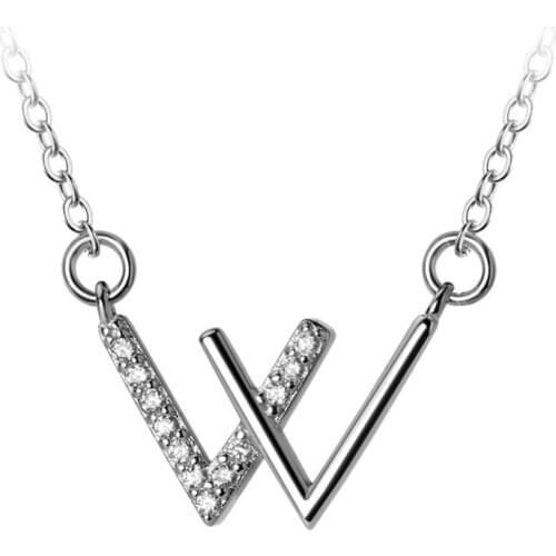 New Design Letter W Pendant Necklace 925 Silver With Zirconia Statement Necklace Jewelry Wedding Gifts For Women Good Quality