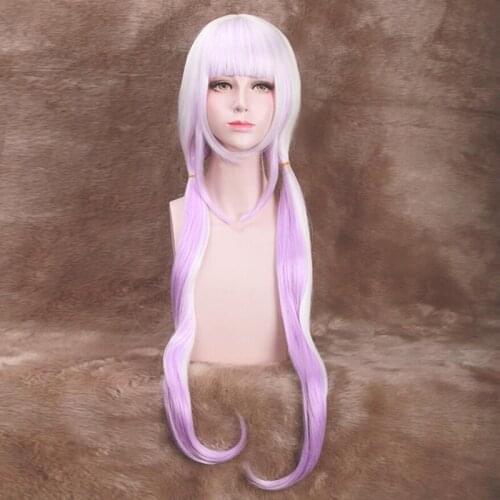 Miss Kobayashi Maid Dragon Kanna Kamui 100cm Long Purple Ombre Hair Cosplay Heat Resistant Wig + 6 balls + Tail + Horn