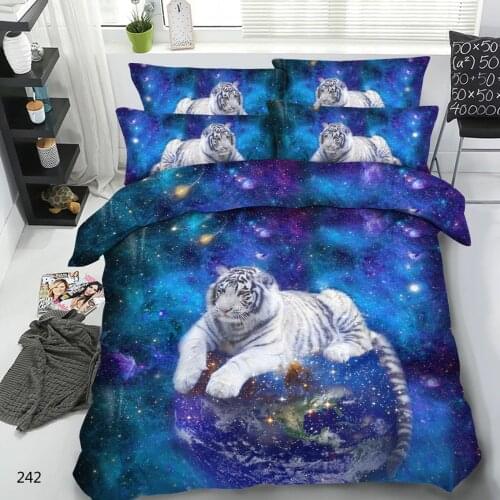 Royal Linen Source Brand 3 PCS PER SET White Tiger Guarding the World 3d animal bed set 3d luxury bed set