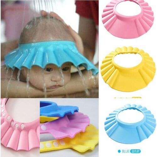 Adjustable Baby Kids Shower Cap Shampoo Bath Bathing Hat Wash Hair Shield at bath bebes