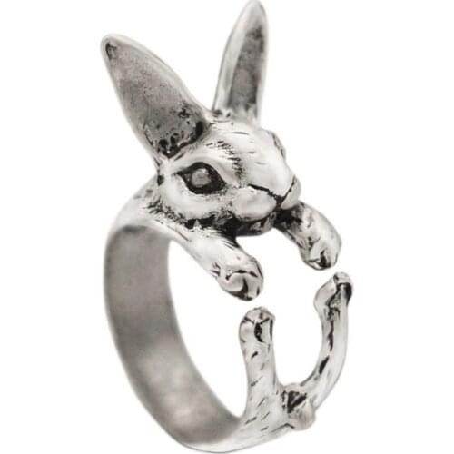 Adjustable Vintage Hippie Chic Rabbit Ring Bunny Animal Knuckles Rings for Women Girls Charm Gift Fashion Jewelry Dropship