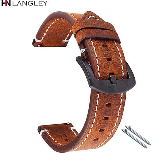 18mm 20mm 22mm Quick Release Leather Watch Band Vintage Oil-Tanned Pull-up Germany Crazy Horse Retro Watch Strap Replacement
