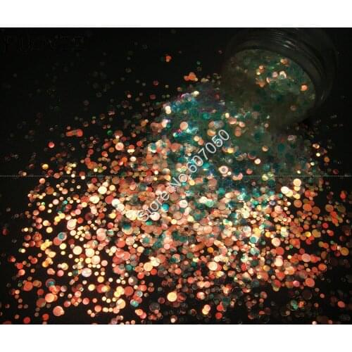 Mix Size White Glitter Round Dot Spangle Shape with Gold Light Tint for Nail Glitter Art Craft Decoration