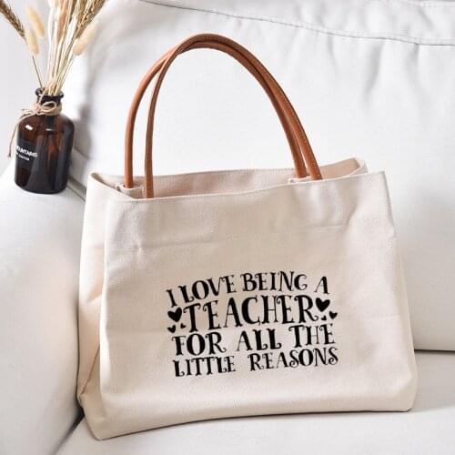 Love Being A Teacher Printed Book Tote Bag Gift for Teachers Day Women Lady Casual CanvasBeach Bag Shopping Bag Shopper Handbag