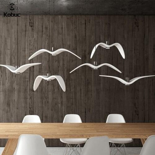 Tiooka Nordic Seagull Design Resin Led Pendant Light For Bar/Kitchen Birds Acrylic Lustre Ceiling Suspension Luminaire Light