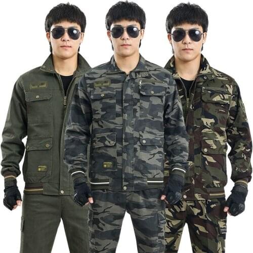 Spring And Autumn Cotton Welder Thickened Labor Insurance Wear Wear-resistant Camouflage Suit Outdoor Overalls