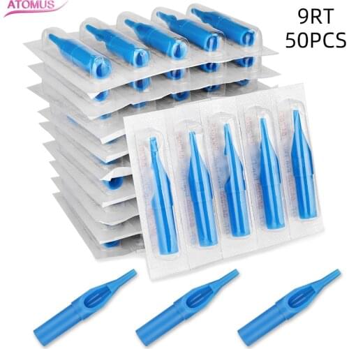 Top Quality 50PCS 9RT Tattoo Nozzle Tips Blue Tattoo Tips Kit Separate Packed For Tattoo Needles Accessories Free Shipping