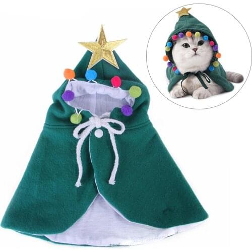 Green Polar Fleece Autumn/Winter Pet Cloak M Christmas Transformation Funny Cat Dog Clothes Cloak Creative Pet Home Clothes