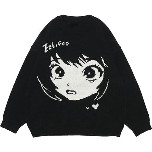 Female clothing Vintage Pullovers Kawaii girl Sweaters Y2k Long Sleeve Oversize Knit Sweater Unisex Couples Winter goth tops