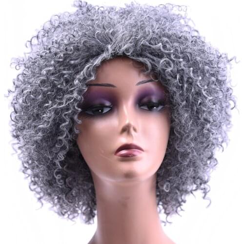 SAMBRAID Short Afro Kinky Curly Wig For Black Women BoB Wig Synthetic Braiding Women Wigs High Temperature Fiber