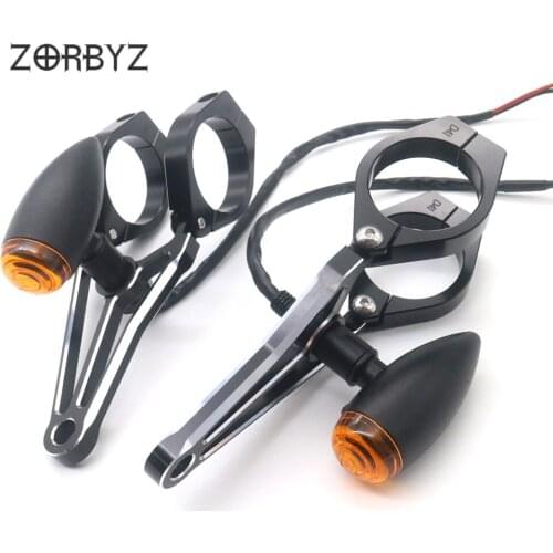 ZORBYZ Motorcycle Headlight Mount Bracket 39mm Black Fork Clamps With Turn Signal Lights For Harley Honda Suzuki
