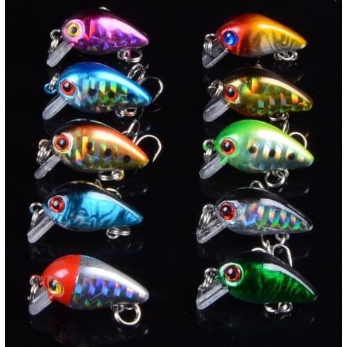 10pcs 3cm 2g Crank Bait Swim Small Minnow Fishing Lure Wobbler Artificial Hard Diving Colorful Mini Fishing Crankbait 3D Eyes