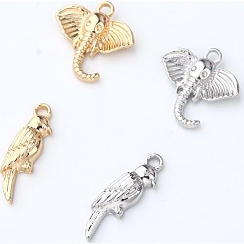 10pcs Vintage Bird Elephant Earring Alloy Charms Exquisite Bracelet Connector Findings DIY Eardrop Jewelry Accessory