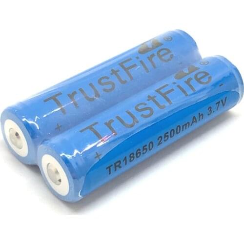 2pcs/lot TrustFire TR18650 3.7V 2500mAh Rechargeable Battery Lithium Batteries with PCB Protection Power Source For LED Flashlig