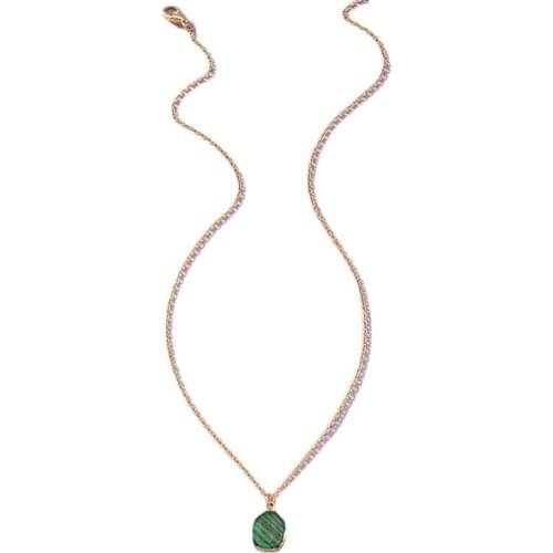 2021 Ins Gold Chain Green Resin Stone Irregular Pendant Choker Necklaces Korean Fashion Black Cord Jewelry Minimalist Minimalism