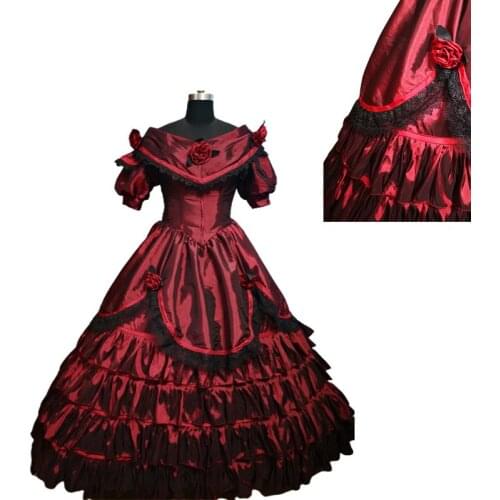 2021 New red elegant Halloween Cosplay dress Colonial Georgian Renaissance Gothic Historical dress D-682