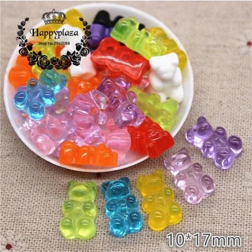 30pcs Mix Colors Resin Bear Sweet Candy Flatback Cabochon Simulation Food Art Supply Decoration Charm Craft,11*17mm