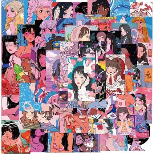 50PCS Sweetheart Beauty Stickers Anime Girls Otaku Welfare Illustration For Phone Laptop Luggage Case Graffiti Decal Sticker F3