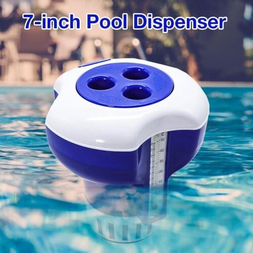 7-inch Pool Dispenser ABS Plastic Chlorine Floatation Cup With Thermometer Disinfection Dispenser Pool Chemical Dispenser