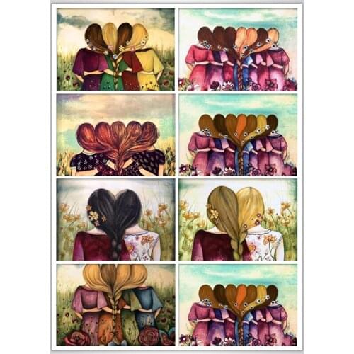 5D DIY Full Square / Round Diamond Painting Cross Embroidery Pattern Friendship Sisters Embroidery Decor Stickers Puzzle Gift