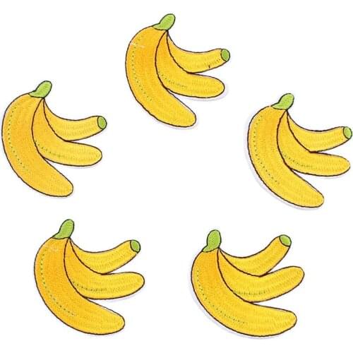10pcs/lot Iron On Banana Patch for Apparel Sew On Embroidered Cartoon Fruits Stickers Jeans Coats Backpack Garments Appliques
