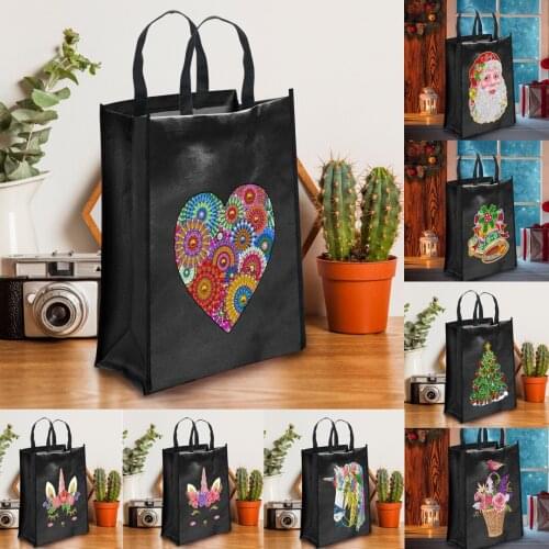 Diy diamond painting Black eco bag kits Fashion Crossbody hand bag diamond painting bag new canvas for shopping DIY Crafts
