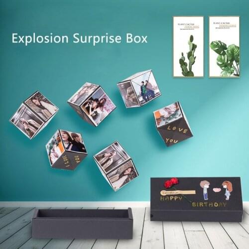 Black Pops Up Explosion Box DIY Gift Box Photo Album Scrapbook Jump Book Birthday Wedding Surprise Present Creative Box