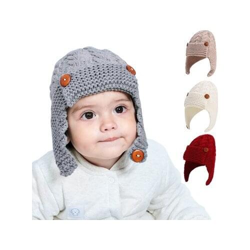 2020 Cross-Border Special for New Button Autumn and Winter Childrens Woolen Cap Spot Cute Lei Feng Warm Baby Hat