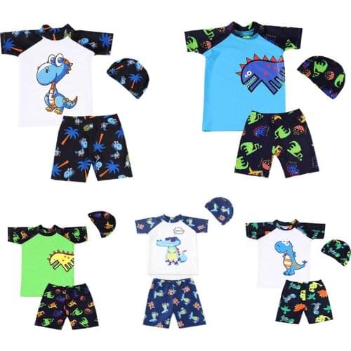 Toddler Kids Clothes Boy Dinosaur Printed Swimwear Swimsuit Bathing Suit Boy Clothes Set Kids Outfits Enfant set
