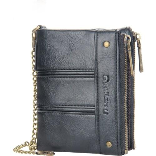 European and American Mens Short Wallet Double Zipper Coin Purse Multi-card Position Male Clutch Bag Multi-function Card Holder
