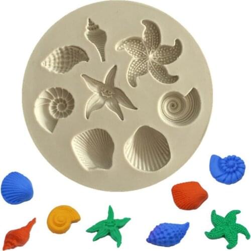 1Pcs DIY Lovely Shell Starfish Conch Sea Silicone Mold Fondant Cake Decorating Tools Silicone Mold Cake Chocolate