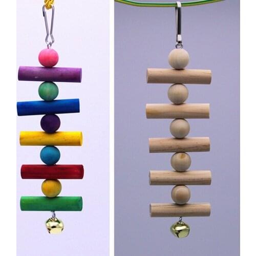 Legendog Parrot Colorful Chewing Toy Wooden Bird Hanging Swing Parrot Climbing Ladder with Bell Cage Decoration Training Toys
