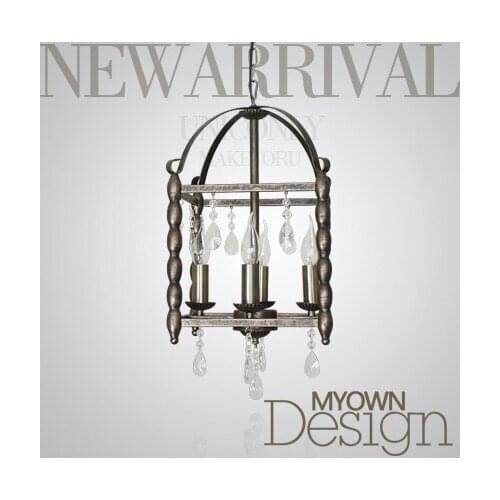 Loft Mediterranean American style rural crystal retro iron house pendant light restaurant bar living room hanglamp