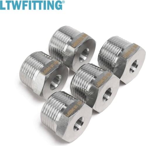 LTWFITTING Stainless Steel 316 Pipe Hex Bushing Reducer Fitting 3/4-Inch Male BSPT x 1/8-Inch Female BSPP