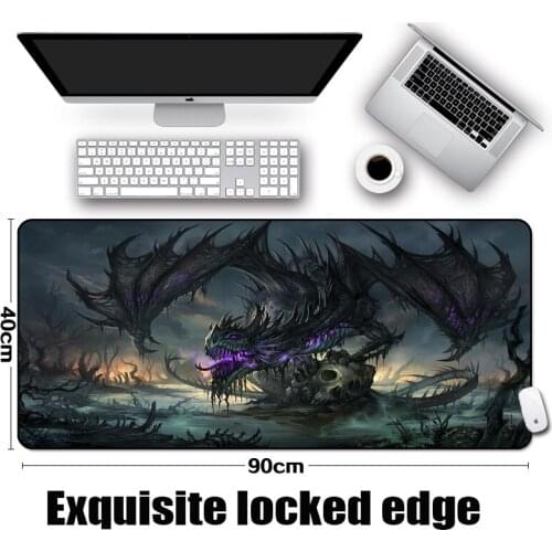 Mairuige Handsome Huge Black Dragon Game Mousepad Monster Pattern Gaming Mousepads Locked Edge Big Table Mats Soft Rubber Mat