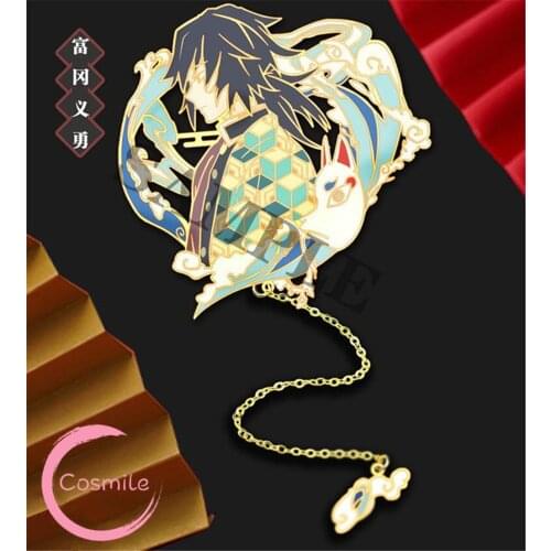 Cosmile Demon Slayer Kimetsu no Yaiba Tomioka Giyuu Metal Bookmark Mark Label Collection Gifts Strap Hot