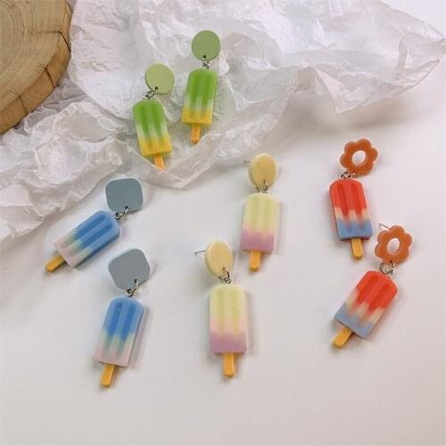 Cute Icecream Pendent Drop Earrings for Women Summer Trendy Acrylic Lovely Food Dangle Girls Ear Jewelry Beauty Accessories