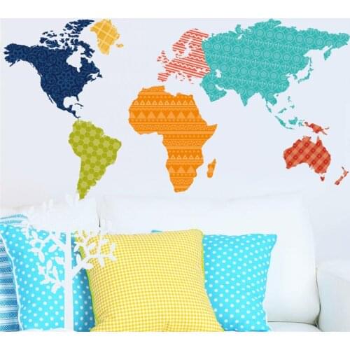 Colorful plates world map wall stickers diy office living room bedroom home decorations creative pvc decal mural art 036. 3.5