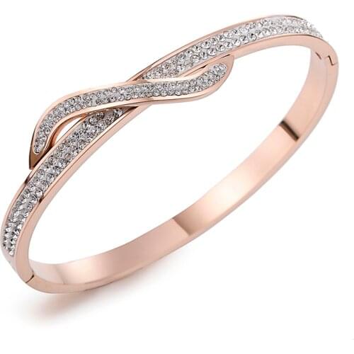 ONYSS New Titanium Arrival Clear Rhinestone Bracelets Interwoven Line Bracelets For Women Statement Jewelry SZ0016