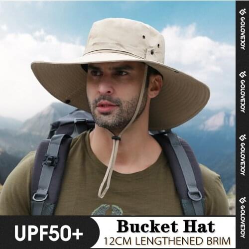 Bucket Hat Cowboy Hat Summer Sunshade Male Big Brim Sunhat Sunscreen Anti-UV Outdoor Hiking Waterproof Quick-Drying Fishing Hat