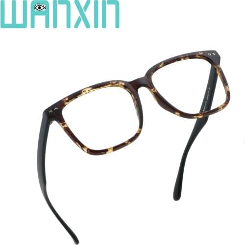 Wanxin Plastic Blue Light Blocking Glasses, Rectangle Computer Reading Glasses, Transparent Lens, Reduce Headaches&Eyestrain