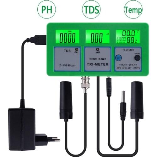 Profession 4 In 1 Online PH/TDS/TEMP/RH Meter With Backlight LCD Display For Swimming Pool Aquarium Multifunction Tester Tool