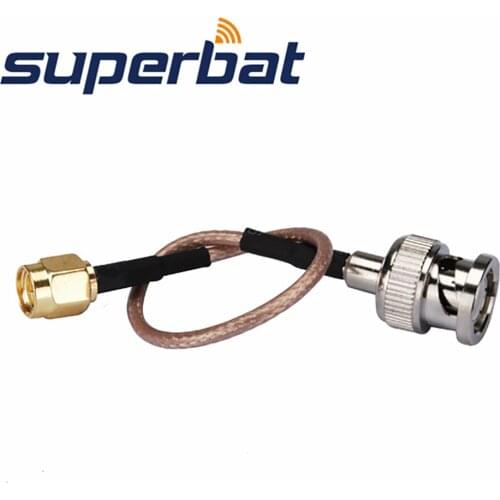 Superbat BNC straight Male Plug to SMA Male Plug Straight Antenna Feeder Pigtail Cable RG316 25cm